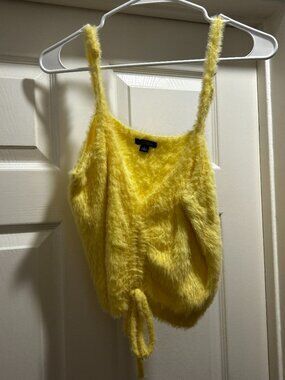 Fuzzy Yellow Tank Top with Tie